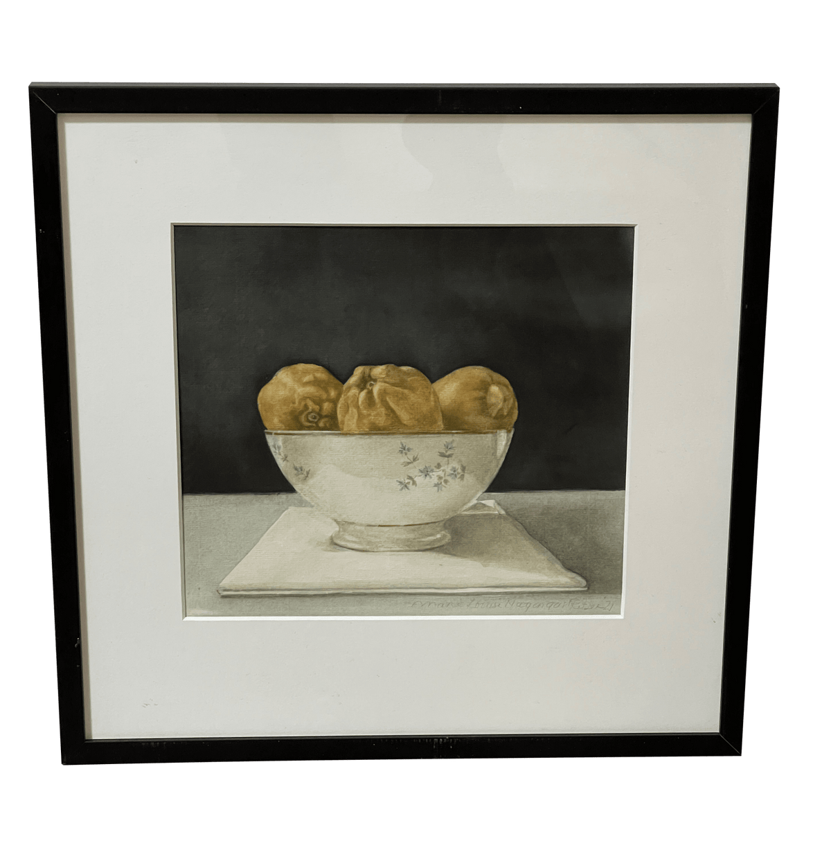 Contemporary Watercolor Still Life With Lemons - Helen Storey Antiques