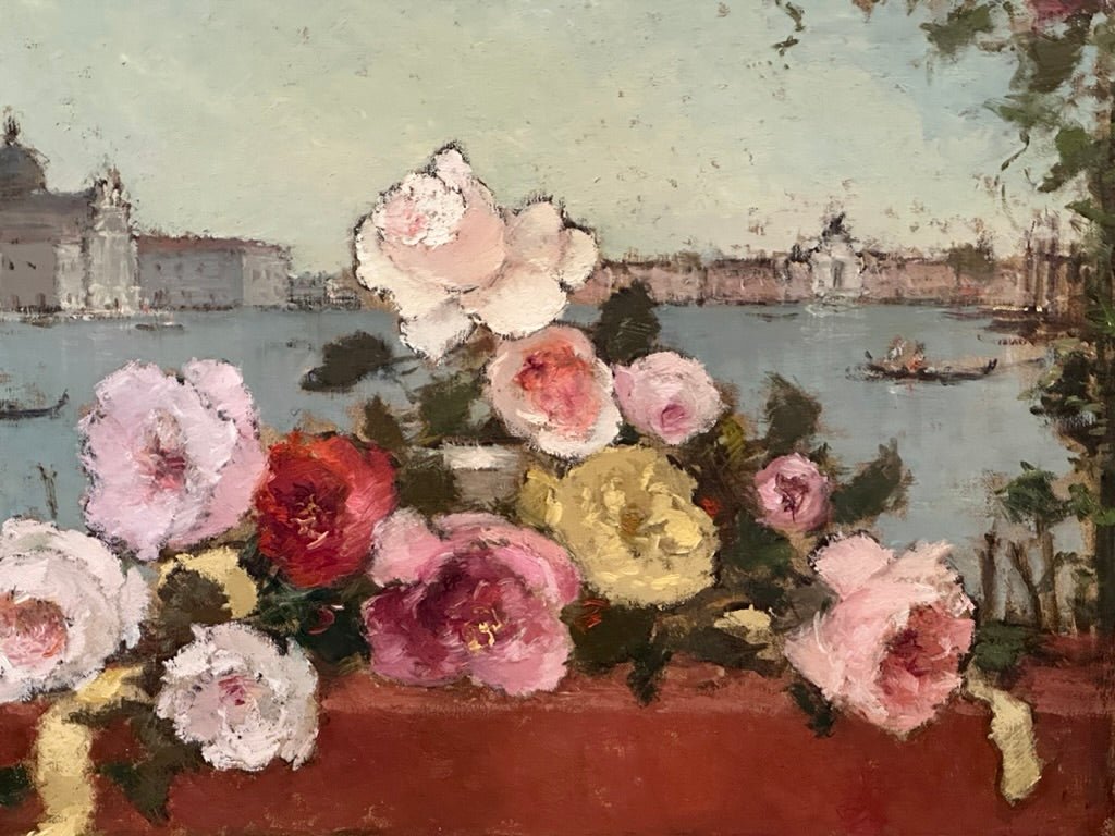 Dietz Edzard (German, 1893 - 1963) Still Life of Flowers with Venetian Backdrop - Helen Storey Antiques