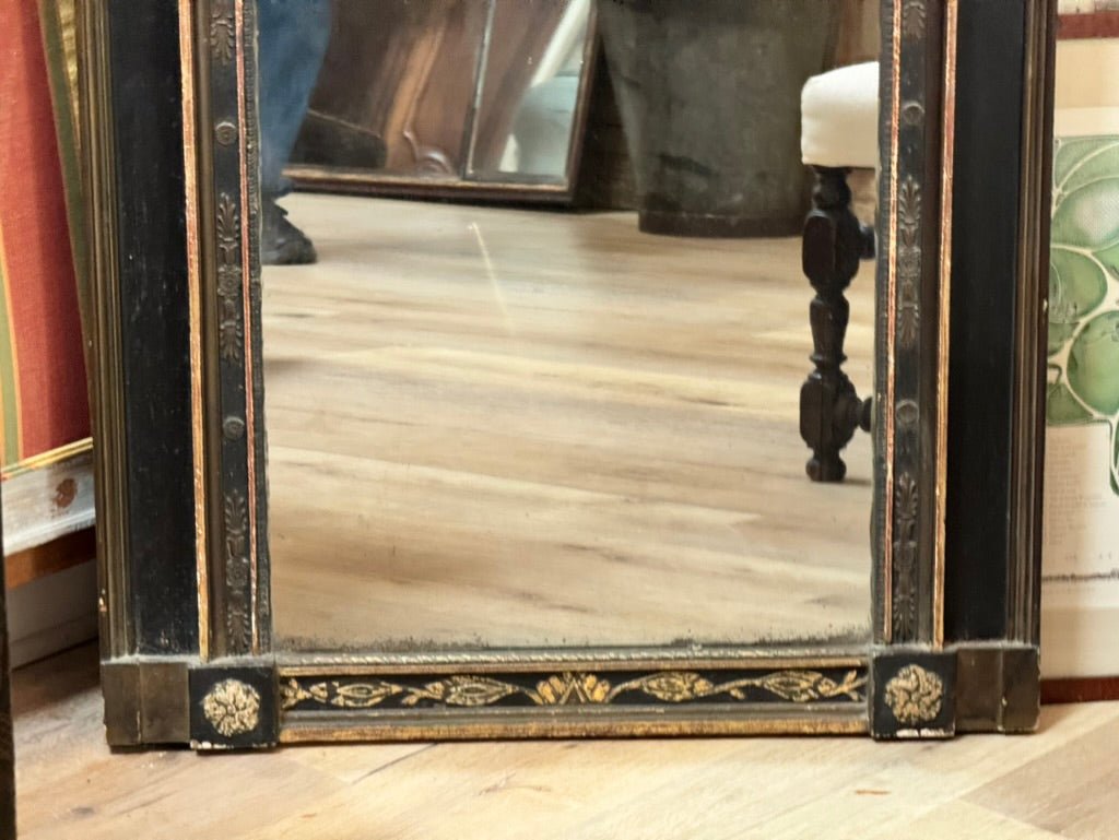 Directoire Period Trumeau Mirror, black and gilt - Helen Storey Antiques