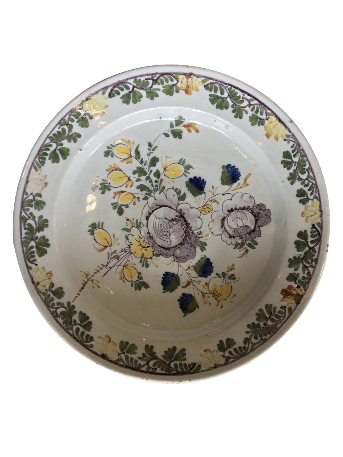 Dutch Delft Floral Polychrome Charger, 18th C.