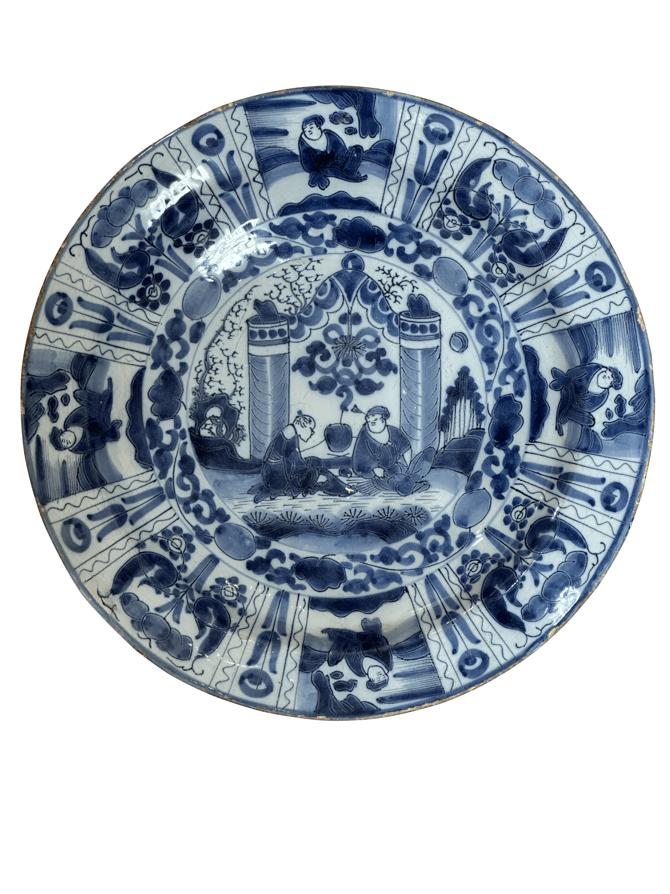 Dutch Delftware Wanli-Style Blue and White Charger, 17th Century.