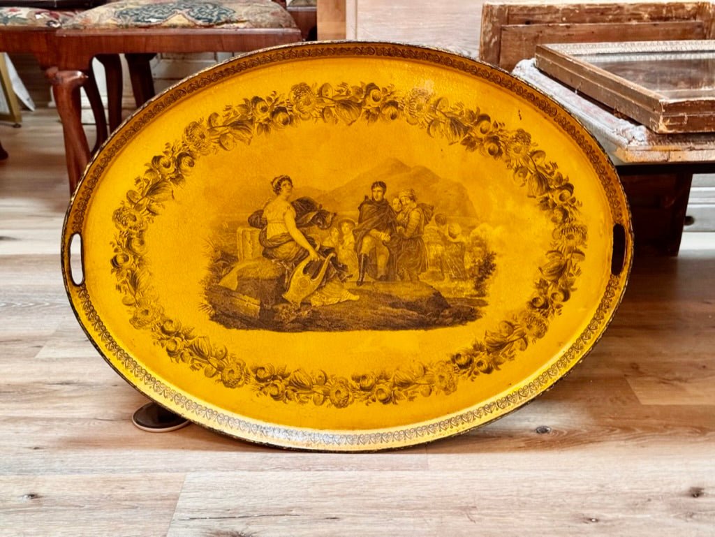 Early 19th Century French Empire Yellow Tole Tray - Helen Storey Antiques