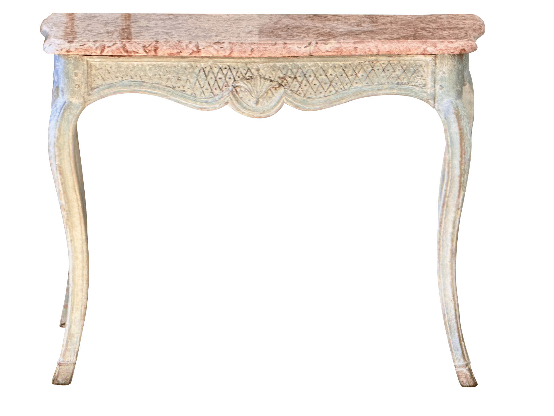 Elegant 18th Century Louis XVI carved, polychrome console with marble top