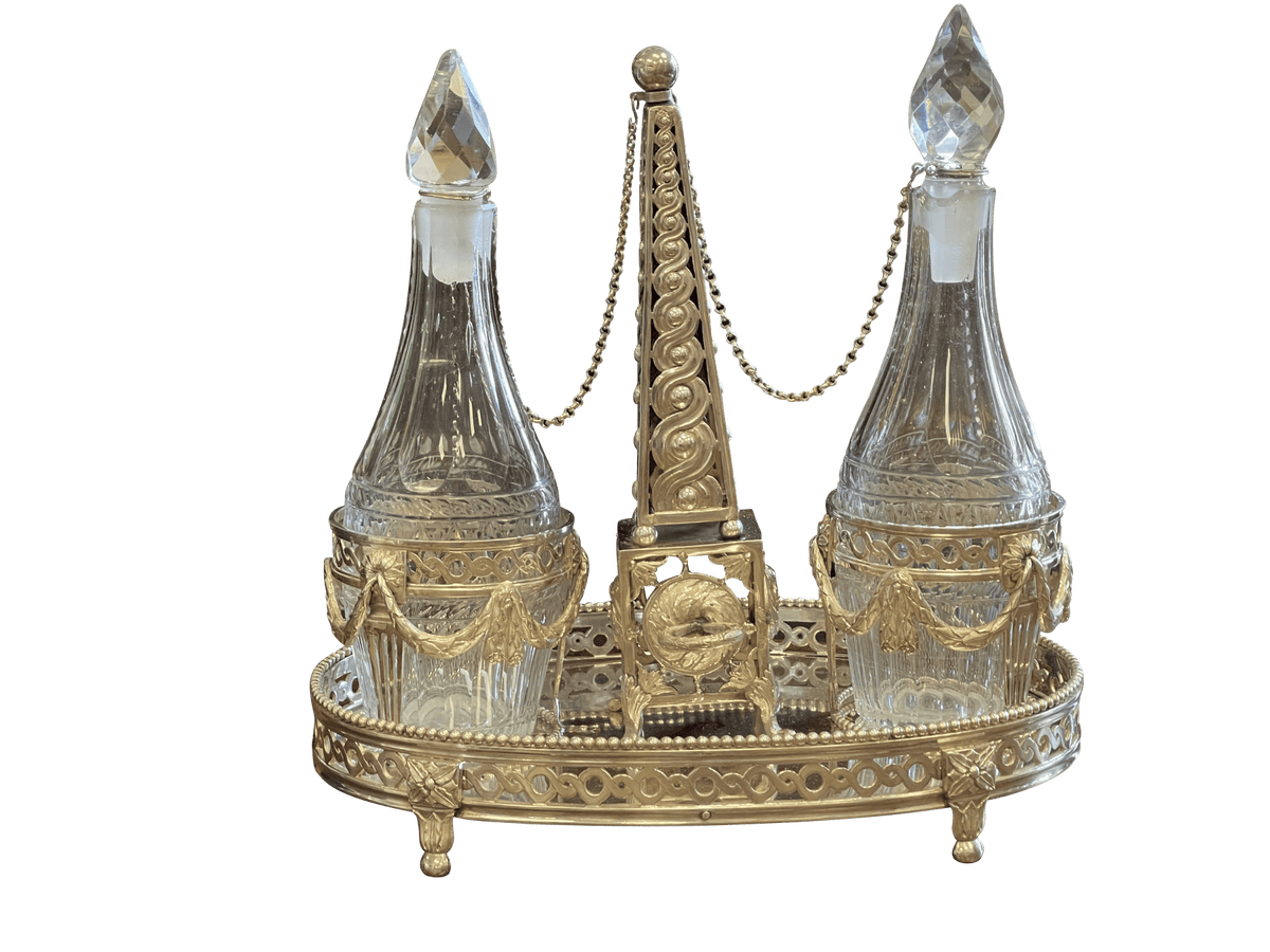 Elegant Dutch silver and crystal oil and vinegar cruet stand - Helen Storey Antiques