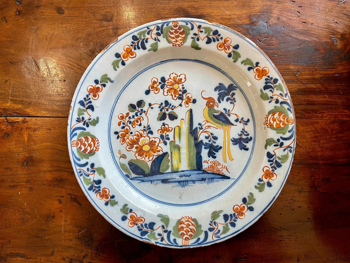 English Delft Polychrome Delft Charger - Helen Storey Antiques