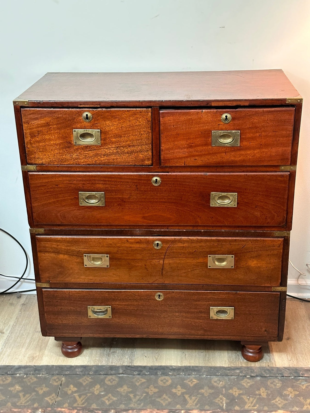 English Mahogany Campaign Chest, circa 1840 - Helen Storey Antiques