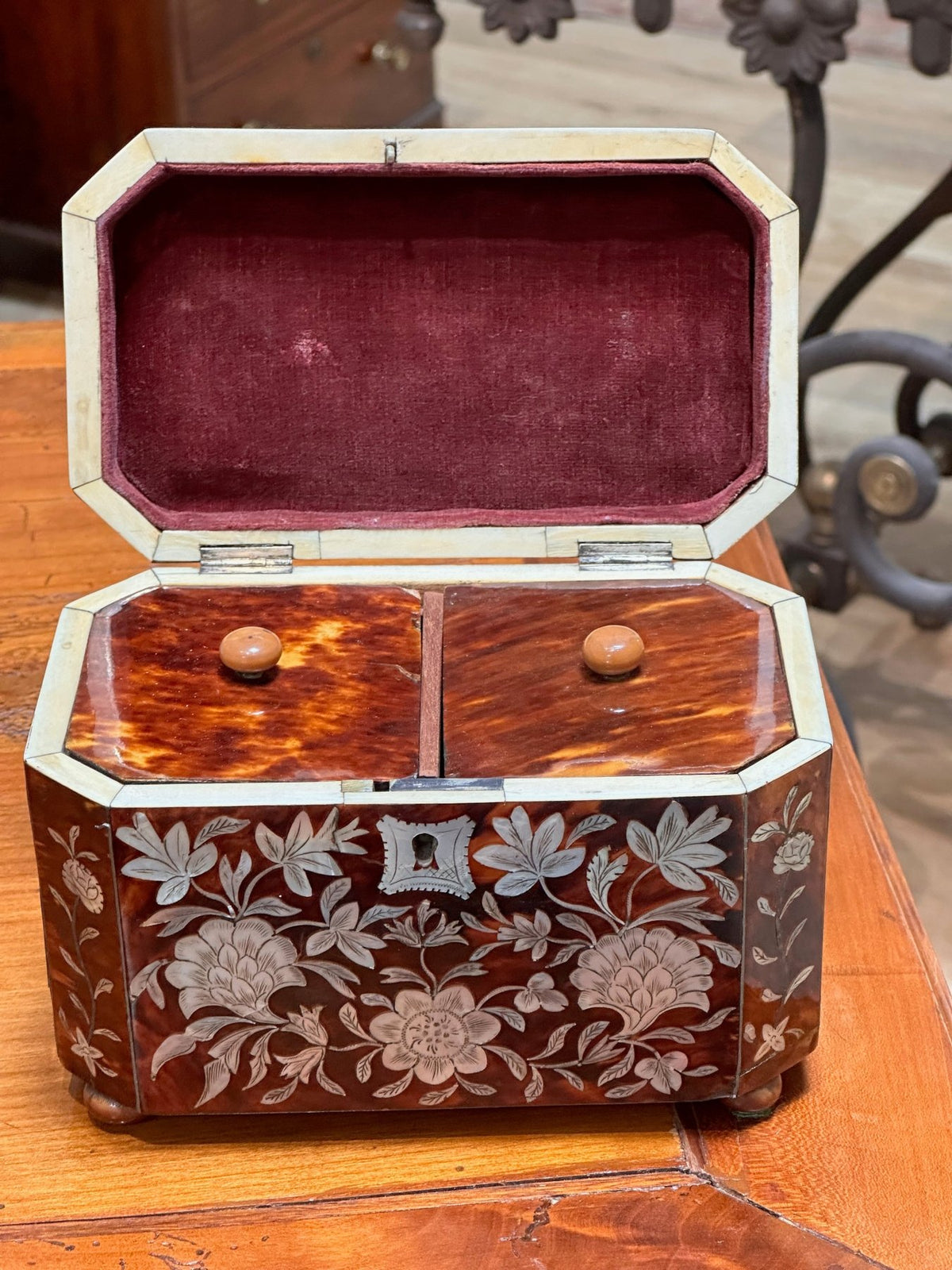 English Regency Period Tortoiseshell Tea Caddy - Helen Storey Antiques