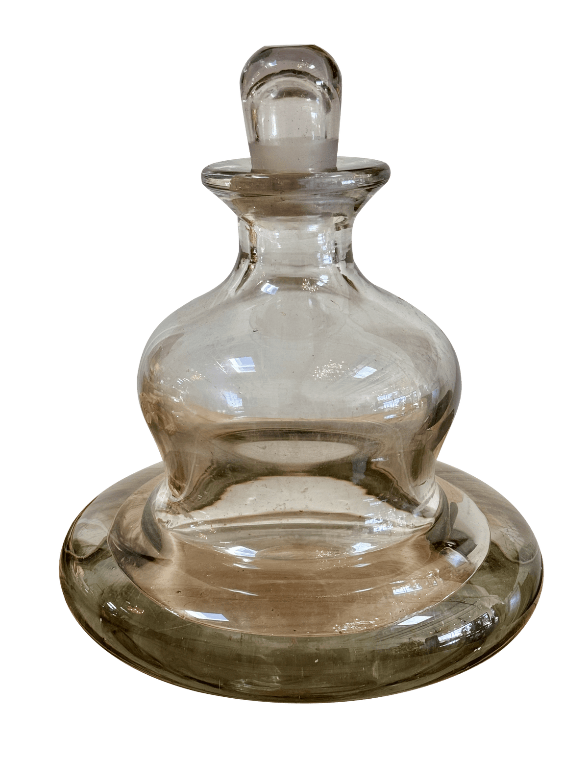 Enormous French Hand - Blown Glass Perfume Bottle With Stopper, 19th Century - Helen Storey Antiques