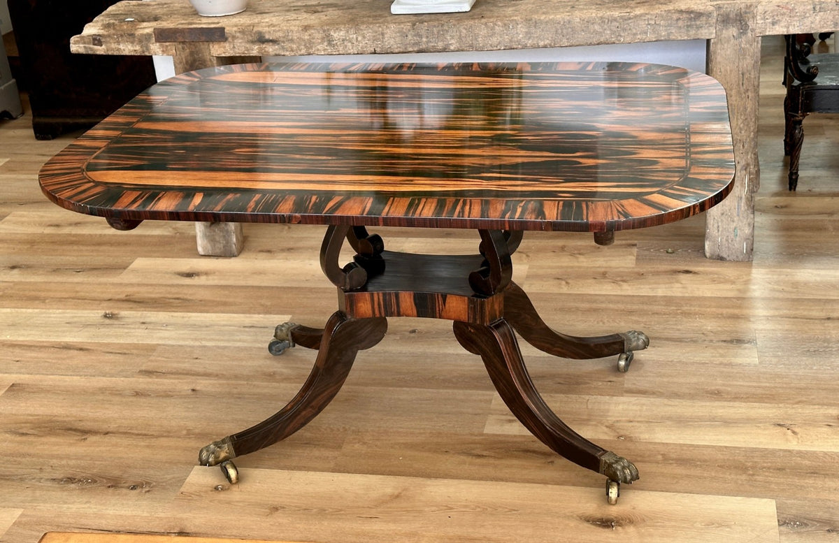 Exceptional Calamander Macassar Tilt - Top Center or Dining Table. C. 1810 - Helen Storey Antiques