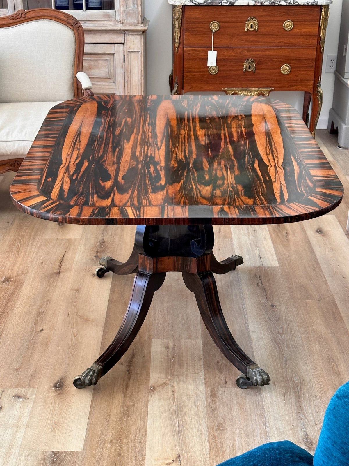 Exceptional Calamander Macassar Tilt - Top Center or Dining Table. C. 1810 - Helen Storey Antiques