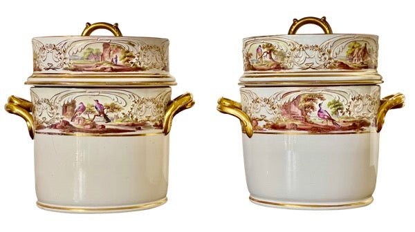 Exceptional ENGLISH REGENCY PORCELAIN FRUIT COOLERS C. 1810 - Helen Storey Antiques