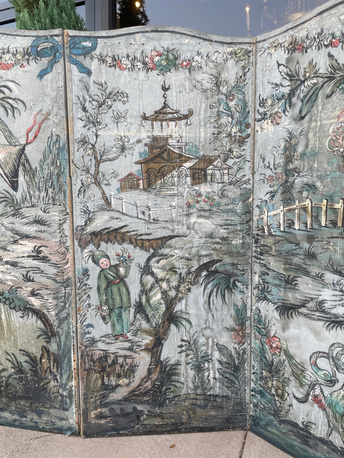 Extraordinary Chinoiserie 18th Century French Provincial Folding Screen Paravent - Helen Storey Antiques