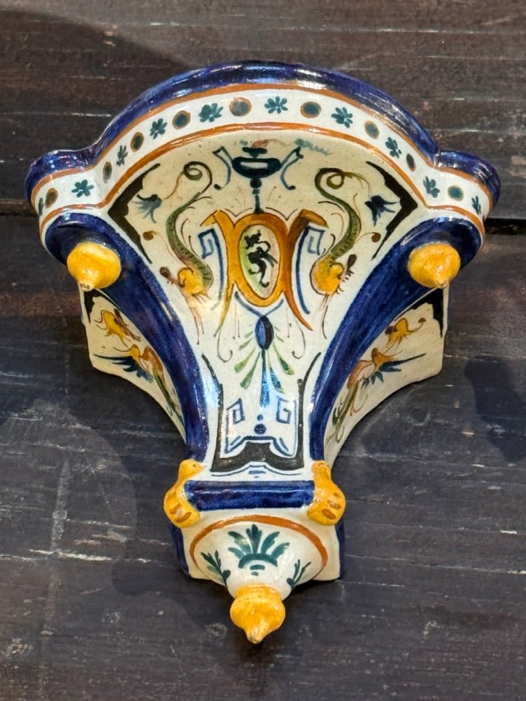 Faience Hanging Brackets, Polychrome, 19th C. Ginori - Helen Storey Antiques