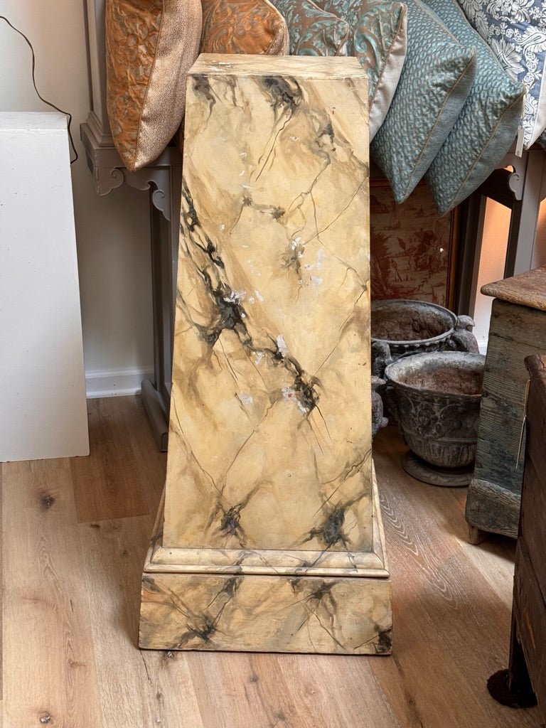 Faux - painted classical style pedestal, marbleized - Helen Storey Antiques