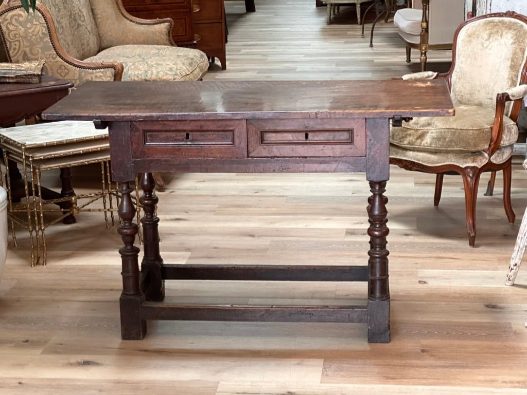 Fine 17th Century Italian Walnut Desk Tavern Table - Helen Storey Antiques