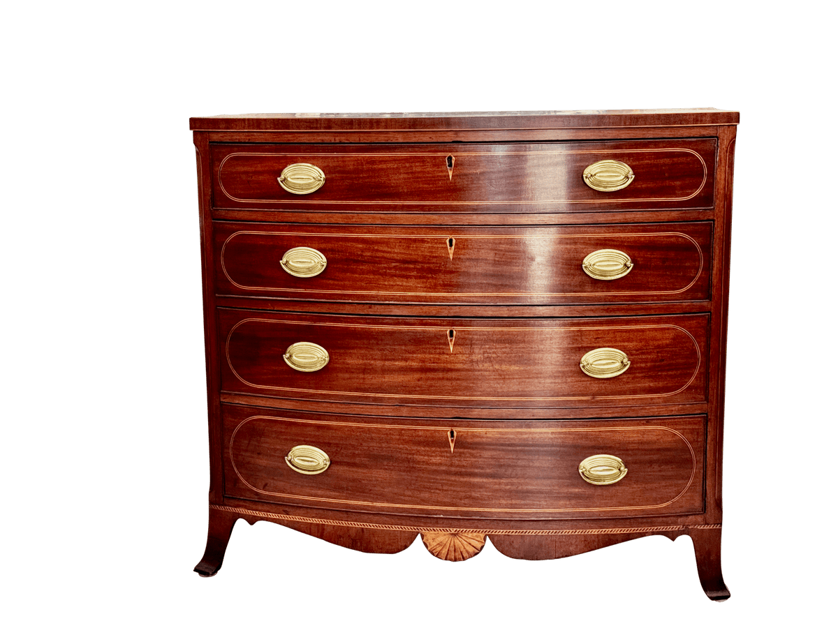 Fine American Federal Baltimore Bow - front Chest of Drawers, c. 1800 - Helen Storey Antiques