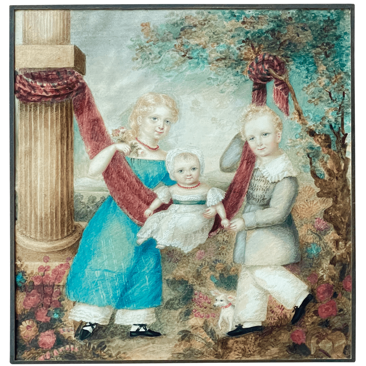 FINE BRITISH WATERCOLOR OF THE DOUGLAS CHILDREN, CIRCA 1830