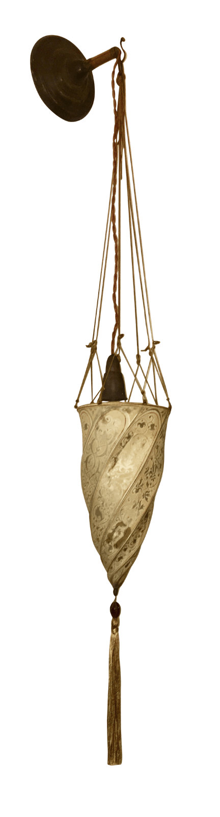 Fortuny Silk Pendant Light or Sconce - Original, Early - Helen Storey Antiques