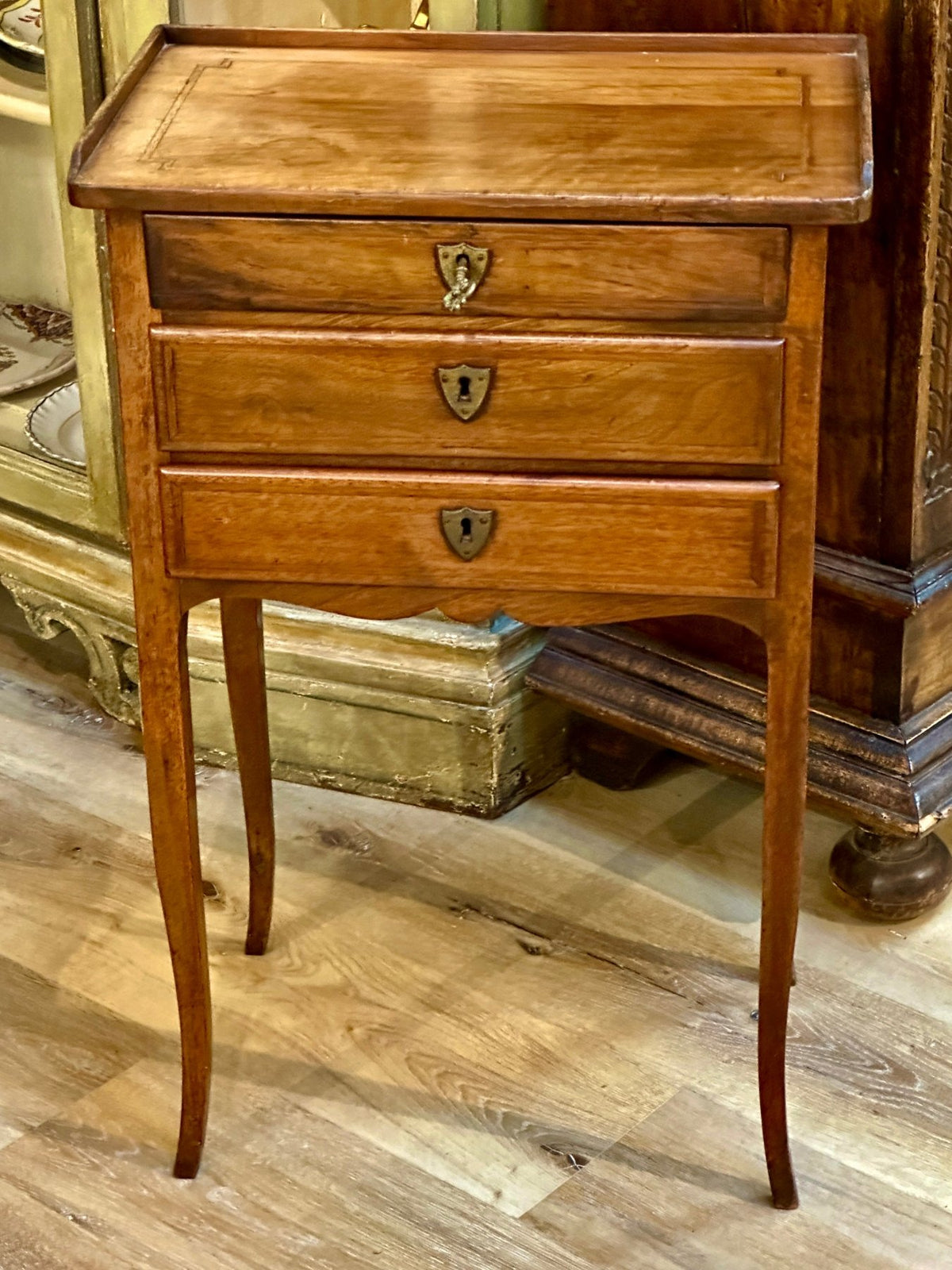 French 18th Century Walnut Three Drawer Side Table - Helen Storey Antiques