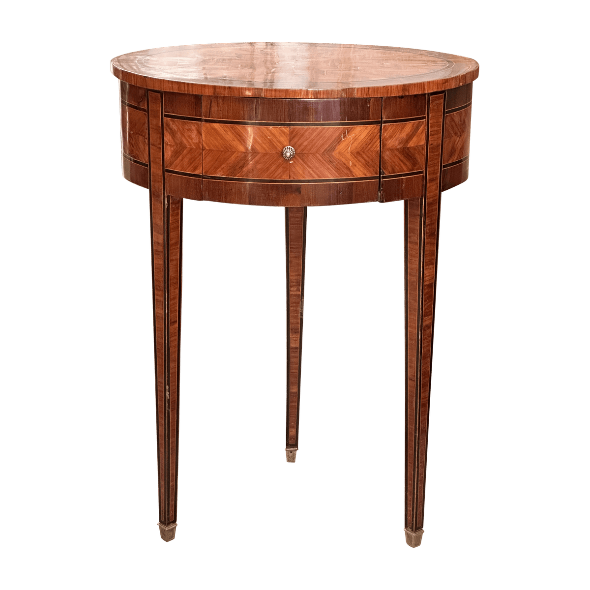 French 19th Century Oval Kingwood Parquetry Inlaid Side Table Bedel &amp; Cie - Helen Storey Antiques