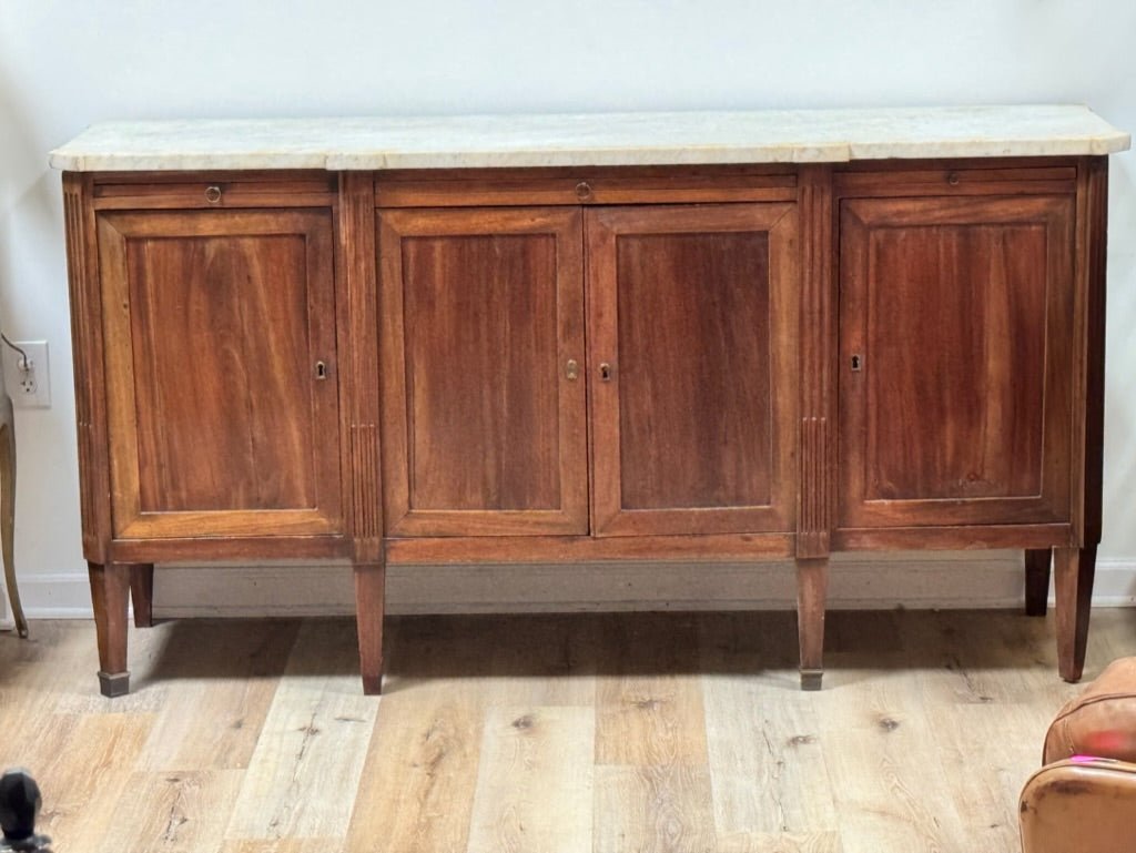 French Directoire Period Mahogany and Marble Sideboard Enfilade - Helen Storey Antiques