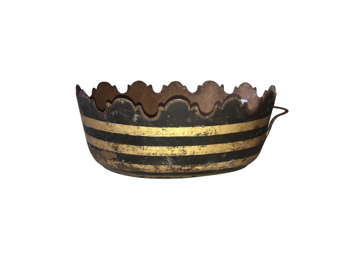 French Empire Black and Gilt Decorated Tole Verriere (Monteith)