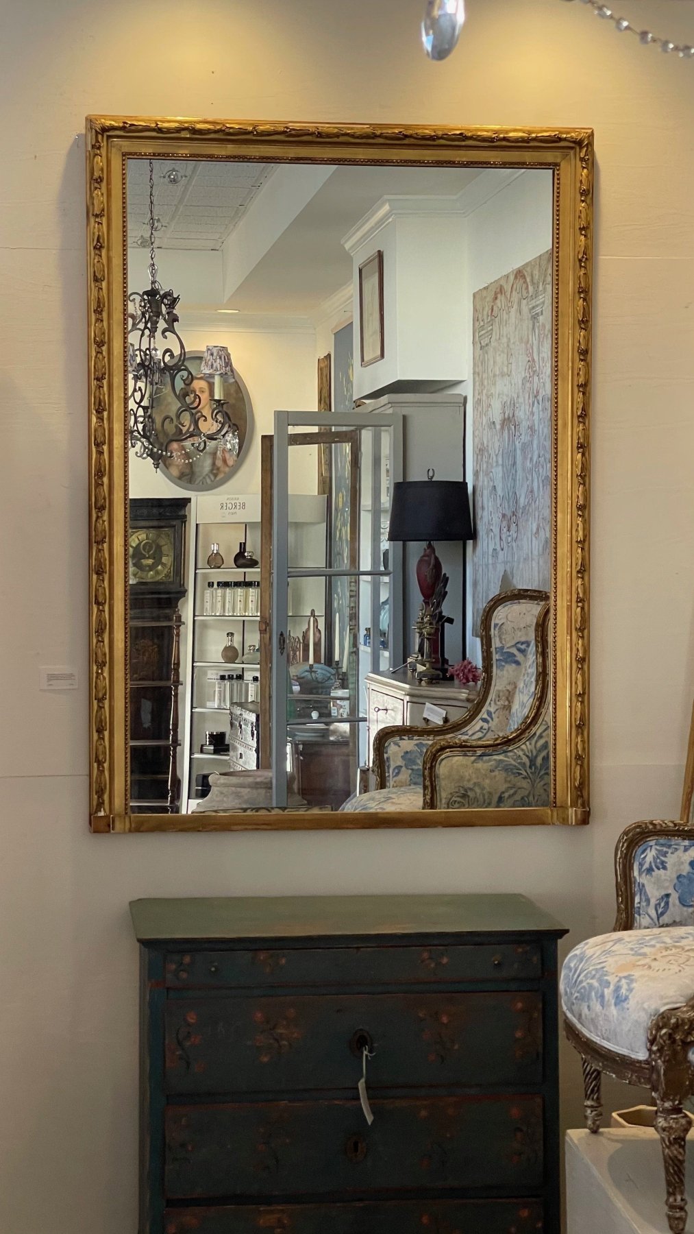 French Gilded Overmantel Mirror, c. 1880 - ON HOLD - Helen Storey Antiques