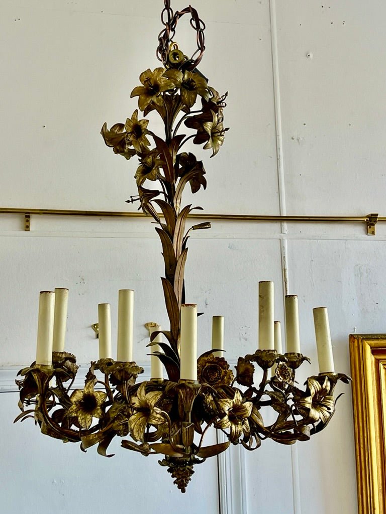 French Gilt - Bronze Floral Chandelier - Helen Storey Antiques