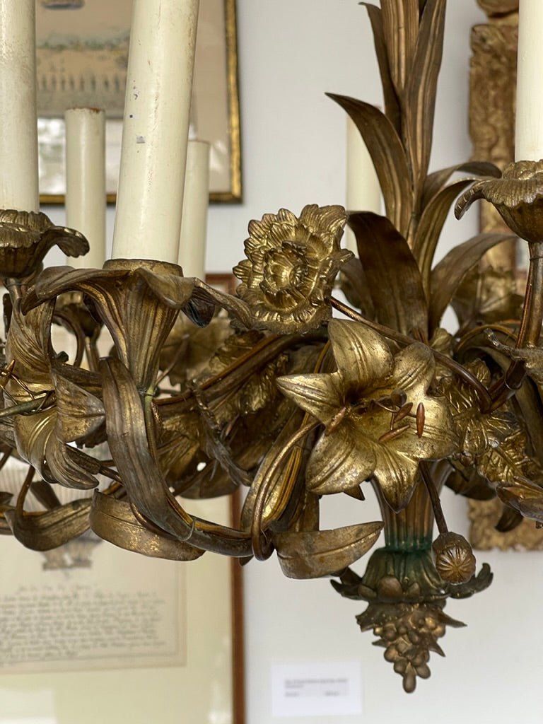 French Gilt - Bronze Floral Chandelier - Helen Storey Antiques