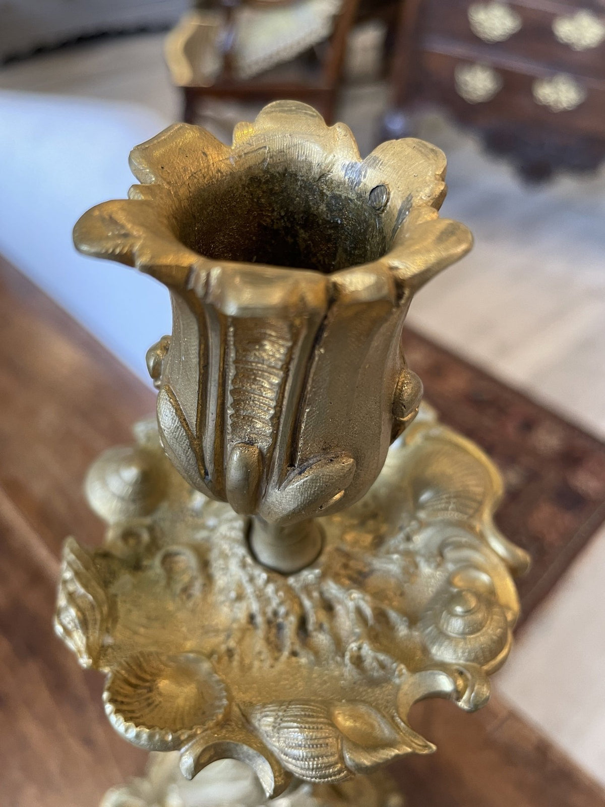 FRENCH ORMOLU GILT BRONZE CANDLESTICK - Helen Storey Antiques