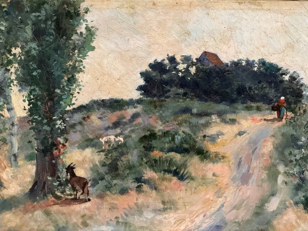 French Provencal Landscape with Goats - Helen Storey Antiques