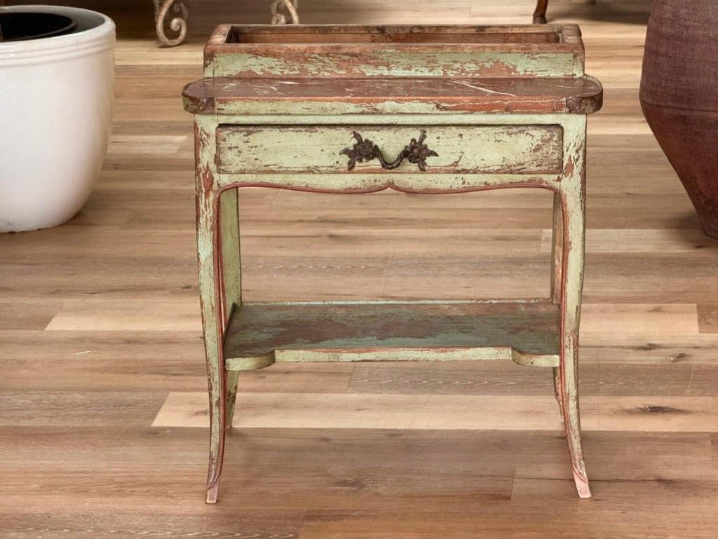 French Provincial Beechwood and Marble Rafraichissoir / Jardiniere - Helen Storey Antiques