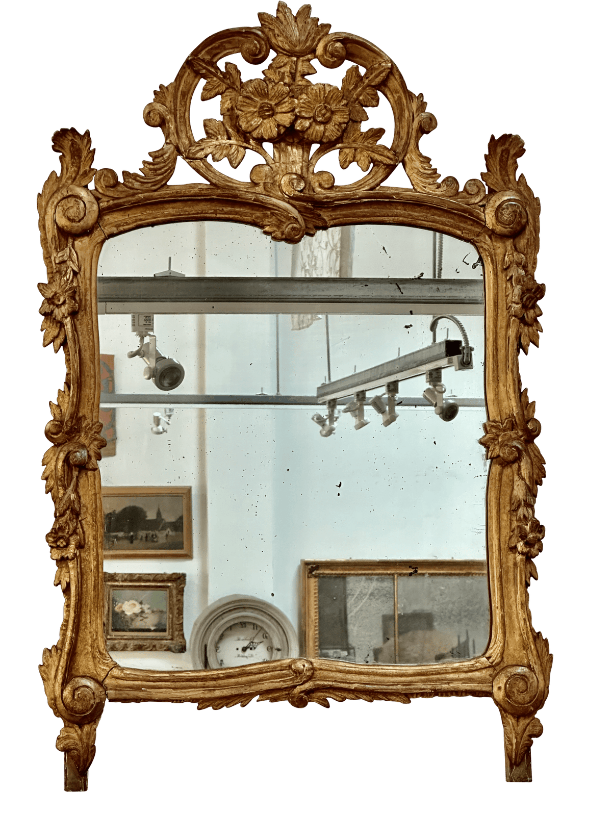 French Provincial Mirror with Floral and Foliate Carvings - Helen Storey Antiques