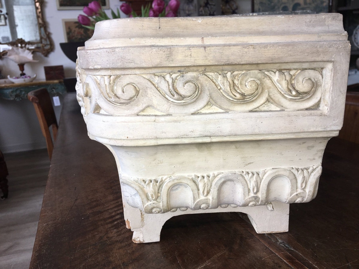 French Provincial White Painted, Carved, Jardinière - Helen Storey Antiques