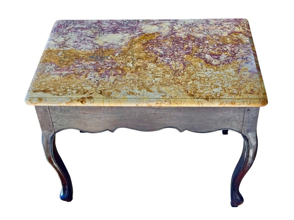 French side Table, 18th C. Purple, Yellow Marble Top - Helen Storey Antiques