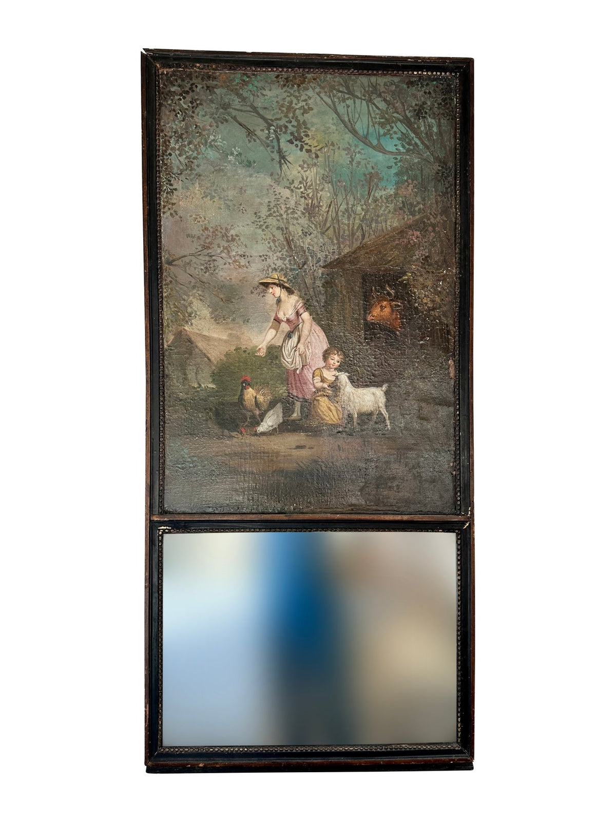 French Trumeau Mirror with Pastoral Scene, c. 1790 - Helen Storey Antiques