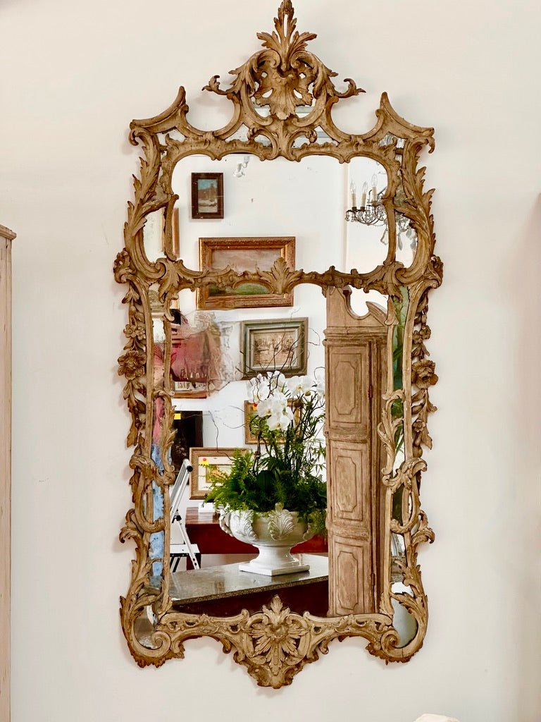 George II Carved and Painted Mirror, 1760 - Helen Storey Antiques