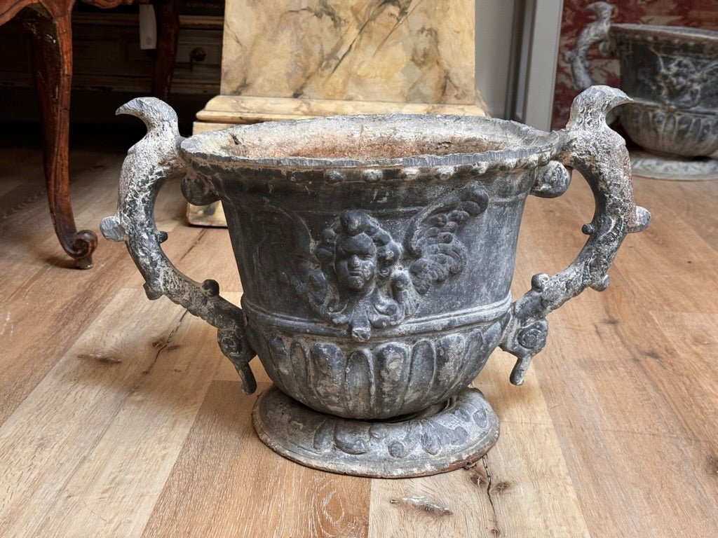 Georgian 18th Century Lead Garden Urns - Helen Storey Antiques