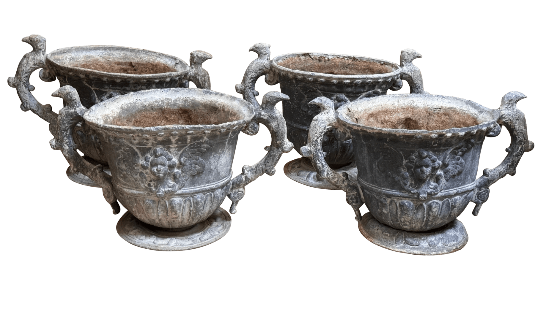 Georgian 18th Century Lead Garden Urns