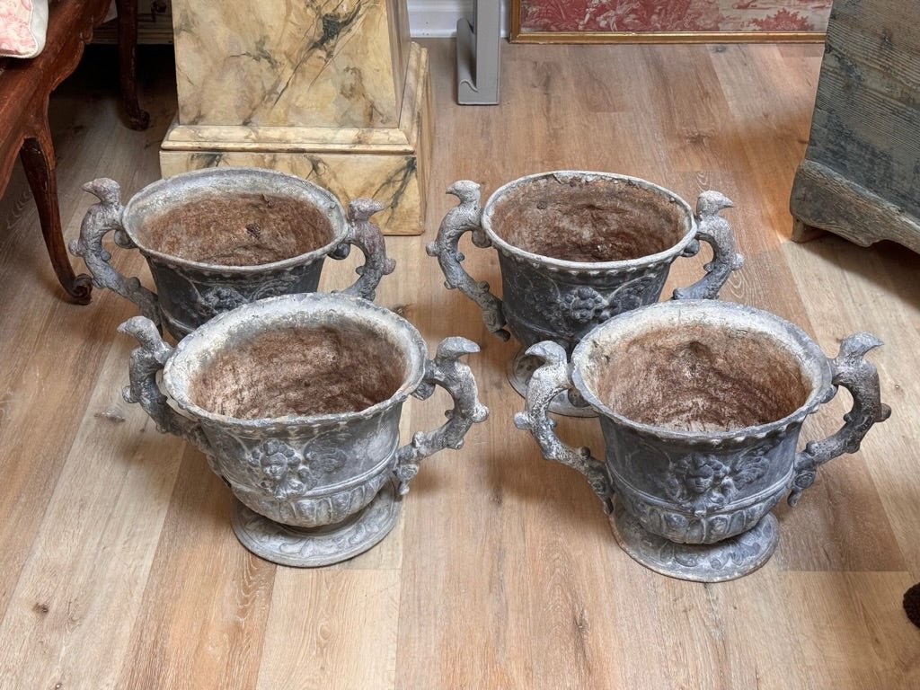 Georgian 18th Century Lead Garden Urns - Helen Storey Antiques