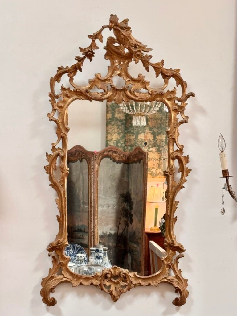 Georgian Mirror with bird crest, c. 1750 - Helen Storey Antiques