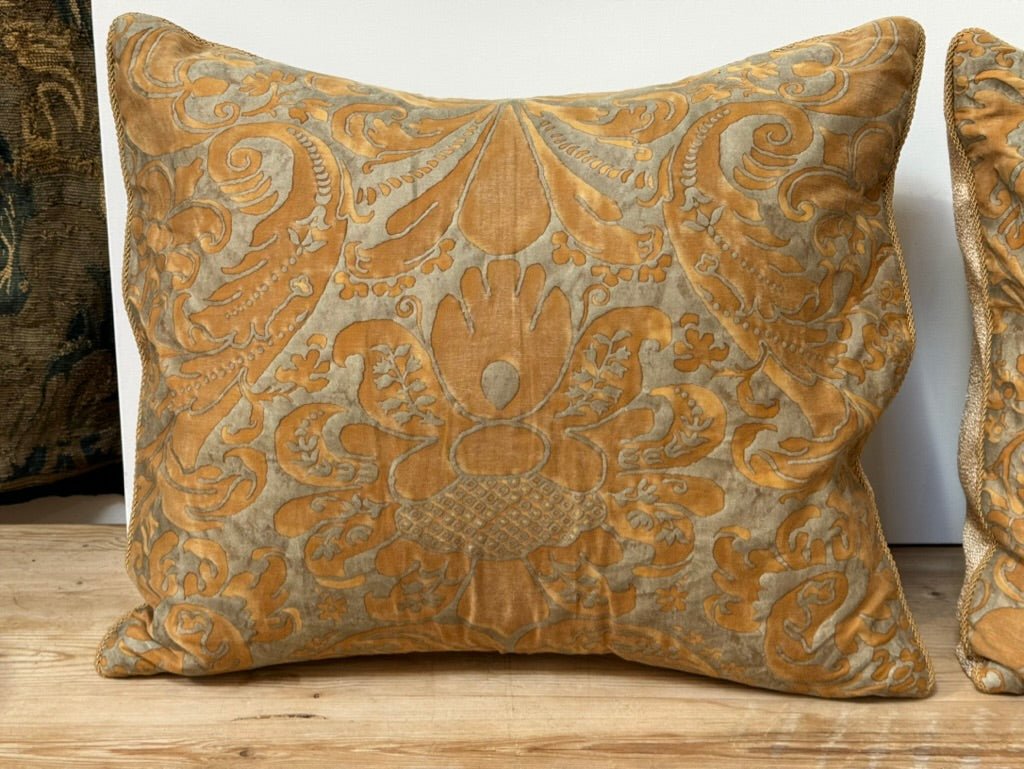 Gold Fortuny Pillows - Helen Storey Antiques