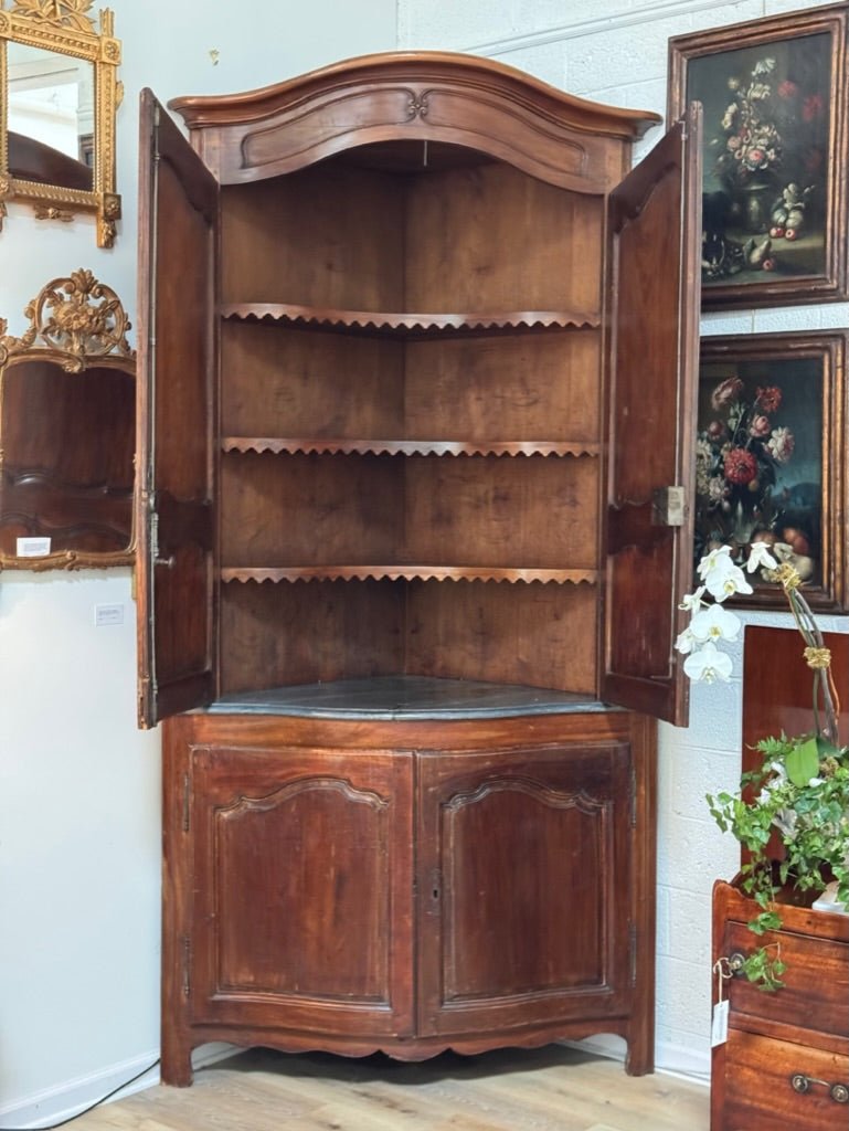 Grand Louis XV walnut corner cupboard - Helen Storey Antiques