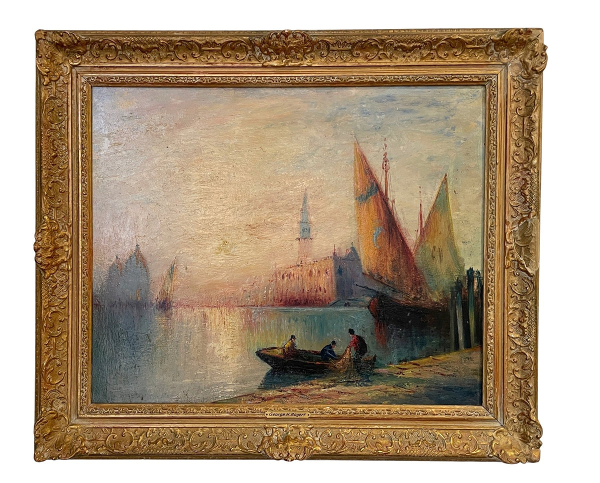 Henry Bogert Venice Scene, Framed Oil on Panel - Helen Storey Antiques