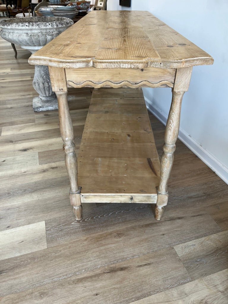 Italian Console Draper’s Table in Pine, Kitchen Island - Late 19th Century - Helen Storey Antiques