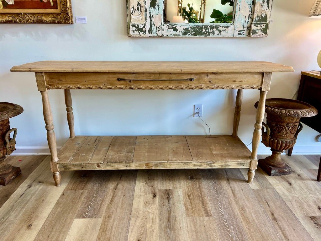 Italian Console Draper’s Table in Pine, Kitchen Island - Late 19th Century - Helen Storey Antiques