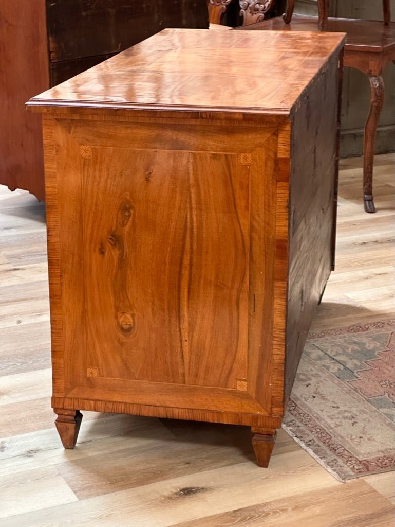 Italian Neoclassical Inlaid Walnut Three Drawer Chest - Helen Storey Antiques