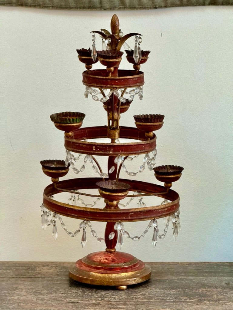 Italian Three - Tiered Tole Girandole, Late 18th - Early 19th Century - Helen Storey Antiques