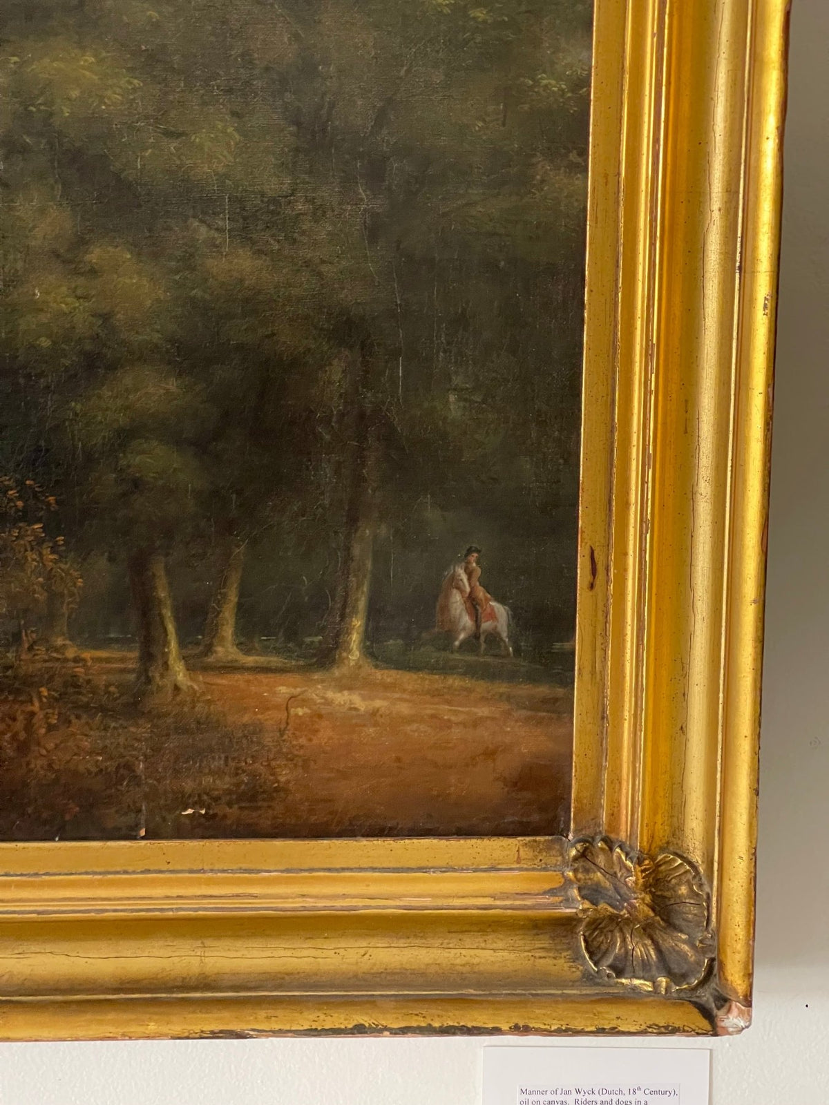 Jan Wyck (Dutch 18th Century) Oil on Canvas, Castle and Hunt Scene - Helen Storey Antiques