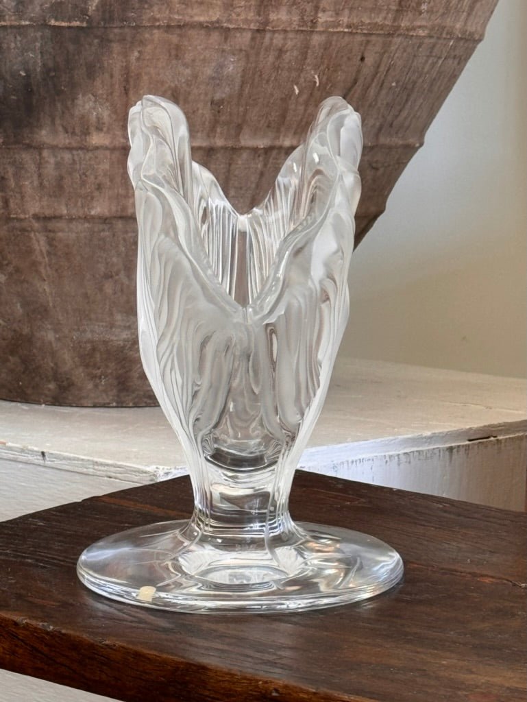 Lalique French Glass Flared Vase in the &quot;Ichor&quot; Pattern - Helen Storey Antiques